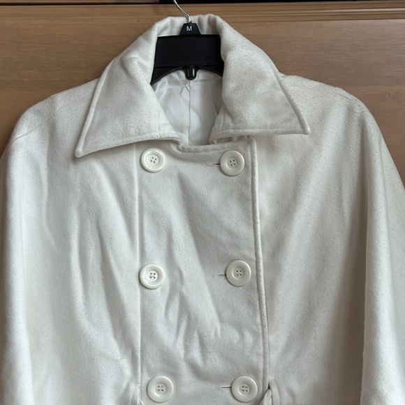 Vintage new Saks Fifth Ave wool cape coat double breasted tie waist capelette - Picture 2 of 7